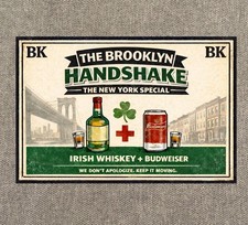 The Brooklyn Handshake Metal Sign 12” Bar Poster Irish Ireland Bay Ridge NY ON picture
