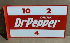 Drink Dr-Pepper Porcelain Enamel Sign  18 x 10 Inches 2 Sided picture