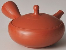 Tokoname ware Japanese Teapot Red clay Shudei Flat Kyusu 110ml by Gyokuryu Japan picture