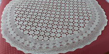 Vintage Handmade Crocheted Tablecloth Off-white Round 60