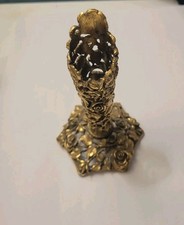 Vintage Matson Ormolu Floral Filigree Brass Base Scalloped Bud Vase Holder MCM picture