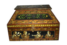 Vintage INDIAN Hand-Painted Wooden  Wedding Dome Box/Trunk picture