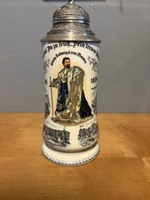 Dr Merkle King Ludwig II Bavaria German Beer Stein Pewter Lid Hoffritz 9.5” picture