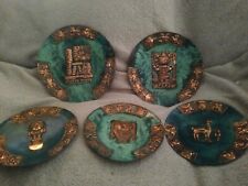 Peruvian Copper Wall Hanging Plate Artisan Made Decorative Set Of 5 picture