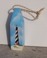 Cape Hatteras Lighthouse hand painted handcrafted wooden buoy-Nautical decor picture