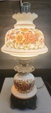 Vintage 1973 Quoizel Inc. Hurricane Table Lamp Gone With The Wind Wild Rose 21