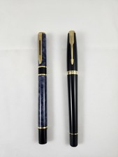 Waterman Laureat Blue Marble & Parker IM Black Fountain Pen Lot - Medium Nib picture