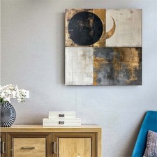 Black large abstract hand painted oil painting on canvas art Gray 31in picture