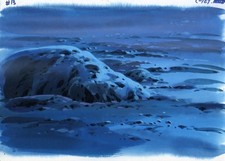 Original Hand Painted Anime Animation Cel Background Rocky Ground Production Art picture