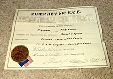 1930s CIVILIAN CONSERVATION CORPS, EDUCATIONAL CERTIFICATE Company 697 picture