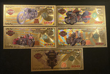 Harley Davidson Gold Foil Novelty Banknote Collectible Set of 5 – Great Gift picture