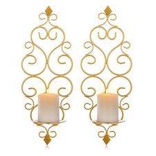 Sziqiqi Gold Wall Sconce Candle Holder Set of 2 for 3in Pillar Candles picture