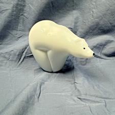 Vintage Orient & Flume Art Glass Polar Bear Figurine Paperweight White USA Ship picture