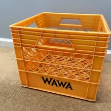 Vintage Wawa Yellow Orange Plastic Square Milk Container Carrying Crate Rare picture