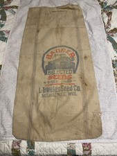 Badger Brand Seeds Bushel Cloth Seed Sack L Teweles Milwaukee WI as is picture