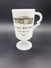 Vintage 1968 Citizens State Bank Olivia MN Milk Glass Pedestal Advertising Mug picture