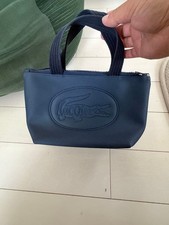 Lacoste Embossed Logo Mini Tote Bag Navy Women Rare French Model LImited Edition picture