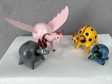 Vtg Mexican Folk Art Hand Painted Alebrije Mini Bobbleheads Set of 4 SEE VIDEO picture