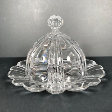 Vintage Pressed Glass Round Butter Dish Cheese Domed Lid  Colorless Clear Glass picture