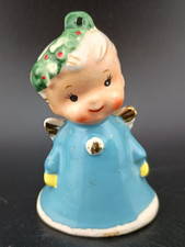 50s Vintage NAPCO Angel Bell Blue Boy Christmas Ornament Japan Ceramic 2.5