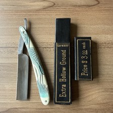 Antique Franklin C Co Straight Razor Art Nouveau Bird Fish Germany 1890s-1910s picture