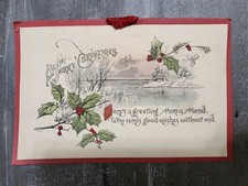 Antique Gartner Bender Christmas Novelty Postcard Hanger Ornament Red Ribbon picture