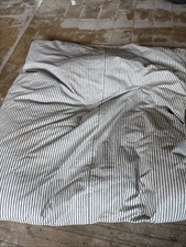 Rare Vtg Antique Feather Down Filled Mattress Duvet Insert Blue Ticking 64 X 62 picture