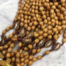 12Pcs Funeral Favors Rosaries Recuerdos Para Funeral Rosarios De Madera picture