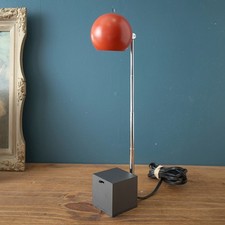 Vtg Lightolier Telescopic Antenna Desk Lamp Michael Lax Red Shade Gray Base picture