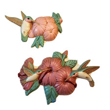 Homco Hummingbird Wall Plaque Set #3303 Burwood 1993 Granny Cottage Chic *READ* picture