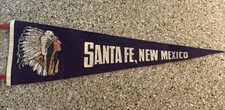 Vintage Felt Souvenir Pennant Santa Fe NM Native American Chief Headdress picture