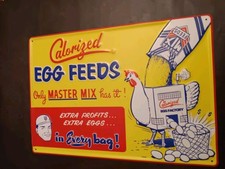 Master Mix Egg Feeds 20x14 Inch Embossed Metal Advertising Sign picture