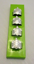 MSC Mainstreet Collection Silver Tone Napkin Rings Turtle Metal Set of 4 picture