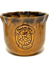 Vintage MCM Planter Romania Art Pottery “Nosegay” Brown Drip Glaze Ruffled 5” picture