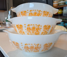 vintage pyrex orange butterprint 442, 443 and 444 picture