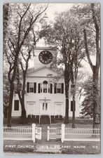RPPC First Church 1818 Belfast Maine Eastern Illustrating Photo Postcard picture