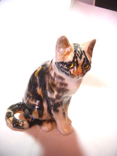 RARE VINTAGE WINSTANLEY POTTERY TABBY CAT Hand Painted Glass eyes SIGNED size 4 picture