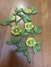 Vintage Dart 4564 MCM Floral Yellow & Green Flower Wall Plaque Decor 20.5