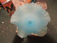 Vintage Satin Glass Blue Mist Footed Bowl w/Ruffled Rim Excellent picture