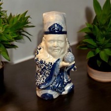 Vintage 1930's Japanese Blue & White Porcelain Male Kutani Figurine. 10.5