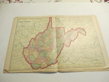 ANTIQUE MAP OF WEST VIRGINIA CRAM'S ATLAS 1905 23 X 14.5 DOUBLE PAGE picture