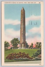 Vintage Cleopatra's Needle Central Park NYC Obelisk Postcard 1948 picture