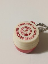 VINTAGE MARATHON KEY CHAIN COIN HOLDER- HOLDS NICKELS FOR PARKING METERS. clean  picture