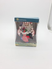 VTG Traditions Santa Collectible Glass Character Ornament Checking List Hanging picture