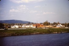 1957 NEW HOMES ACROSS RIVER FAIRBANKS ALASKA 35MM SLIDE Red Border picture