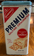 Vintage 1969 Nabisco Premium Saltine Cracker Tin Canister 14 Oz With Lid picture