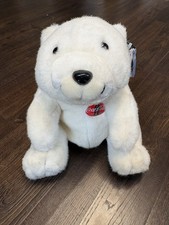Vintage 1996 Coca Cola White Plush Polar Bear with Red Logo picture