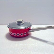Vintage Enamel Covered Saucepan MCM Movie Prop Retro NOS picture