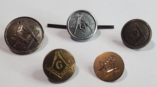 Lot of 5 Masonic Buttons -- 19th to Early 20th Century picture