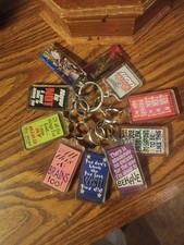 Vintage Y2k Lot Of 7 Kalan Funny Sarcastic Phrases Plastic Keychains & 3 Extras picture